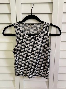 Cat Pattern Sleeveless Crop Top